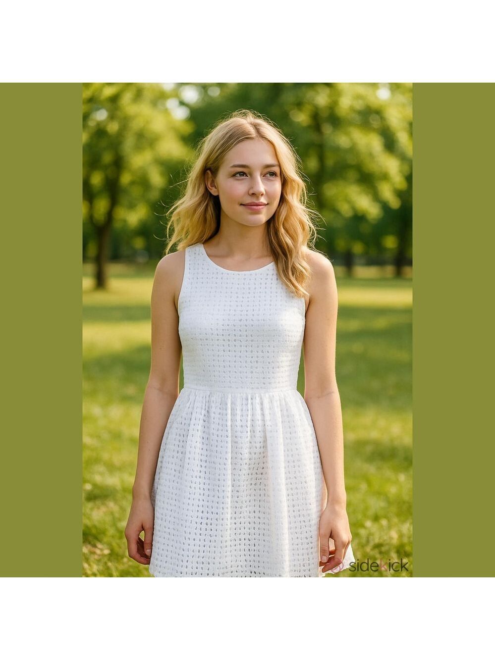 Michael Kors White Linen Eyelet Boatneck Dress Petite 0
